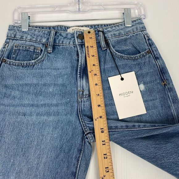 HIDDEN women’s Medium Wash The Tracey Side Slit Clean Straight Jeans size 25 NEW - Picture 7 of 15
